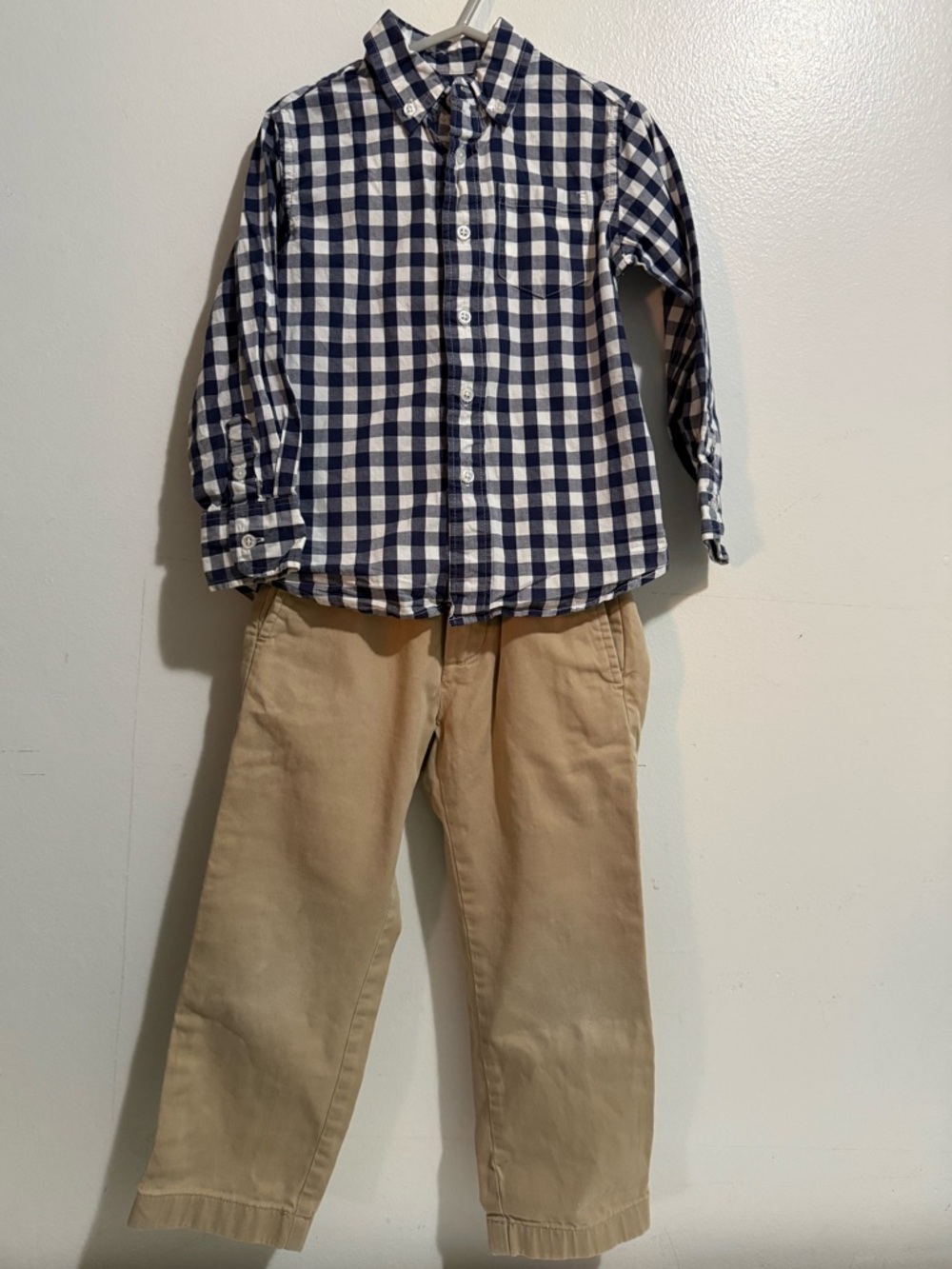 Boys Gingham Button-Down with Khaki Pants